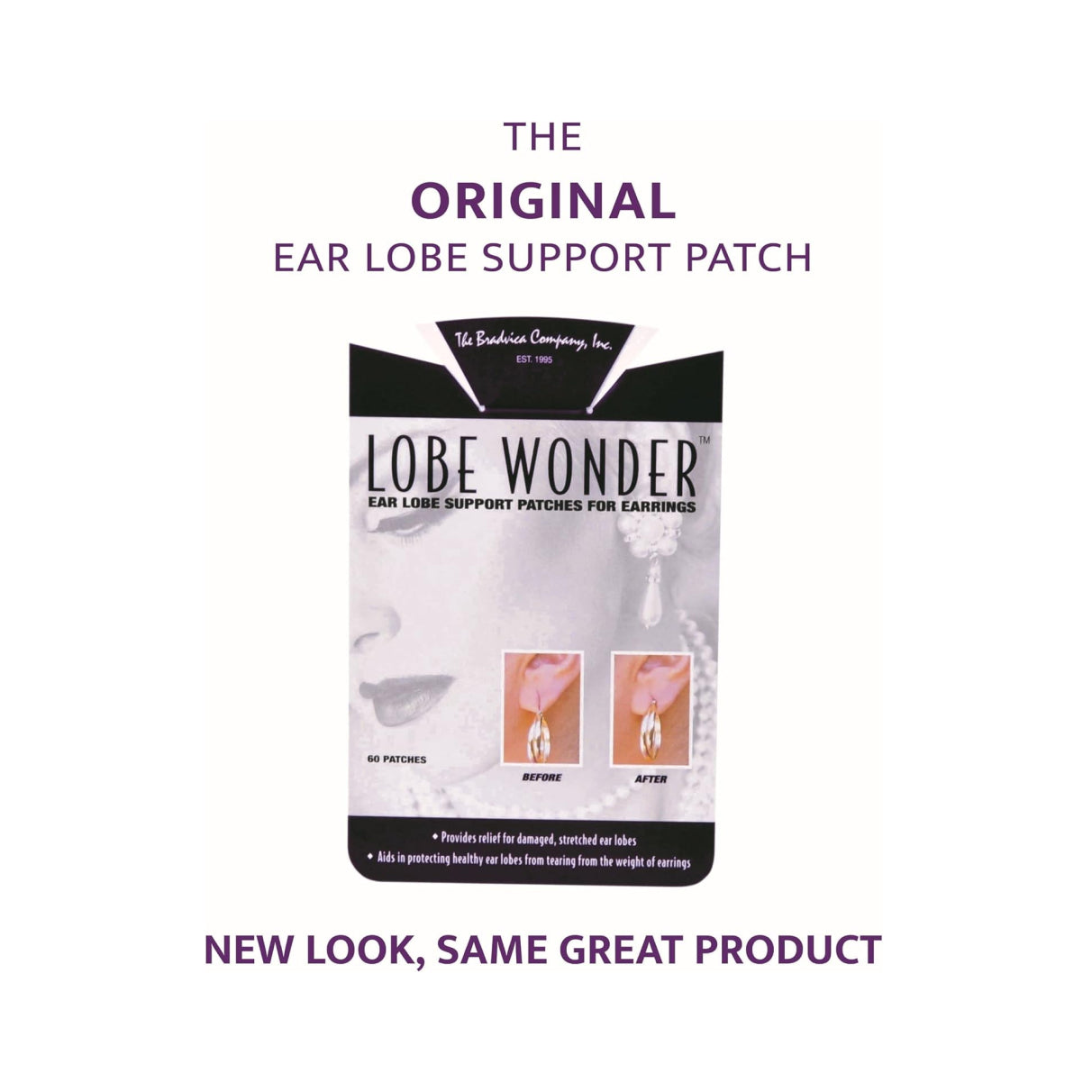 LOBE WONDER (60 Patches) - The ORIGINAL Ear Lobe Support Patches for Pierced Ears