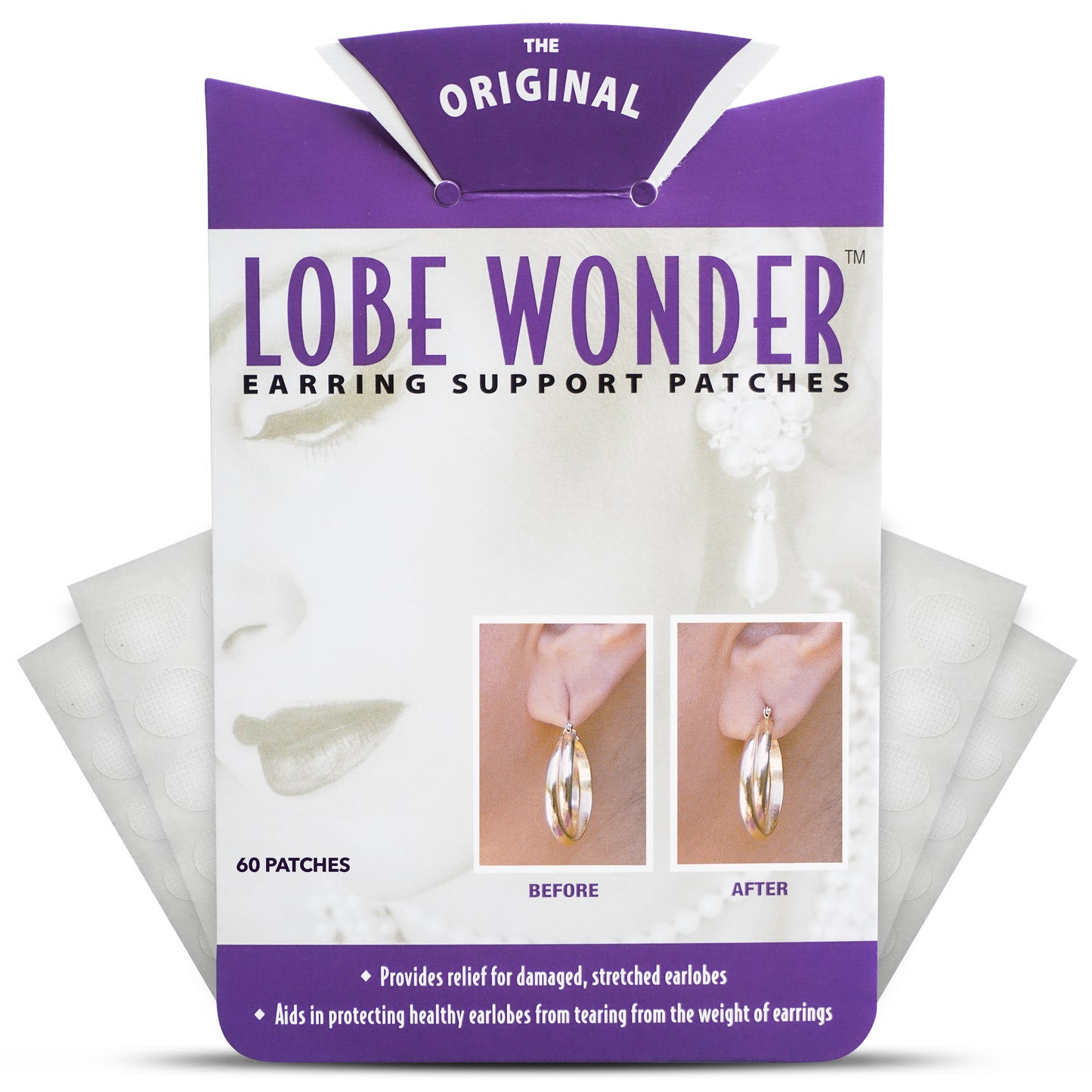 LOBE WONDER (60 Patches) - The ORIGINAL Ear Lobe Support Patches for Pierced Ears