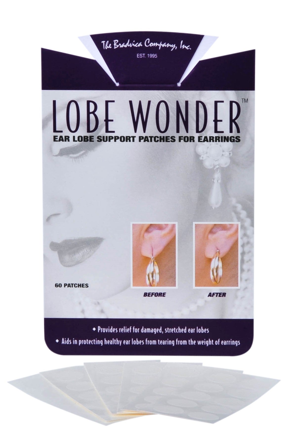 LOBE WONDER (60 Patches) - The ORIGINAL Ear Lobe Support Patches for Pierced Ears